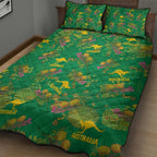 Australia Billy Buttons Quilt Bed Set Aussie Pycnosorus Kangaroo Seamless Style