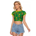 Australia Billy Buttons Raglan Cropped T Shirt Aussie Pycnosorus Kangaroo Seamless Style