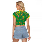 Australia Billy Buttons Raglan Cropped T Shirt Aussie Pycnosorus Kangaroo Seamless Style