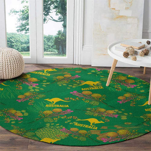 Australia Billy Buttons Round Carpet Aussie Pycnosorus Kangaroo Seamless Style