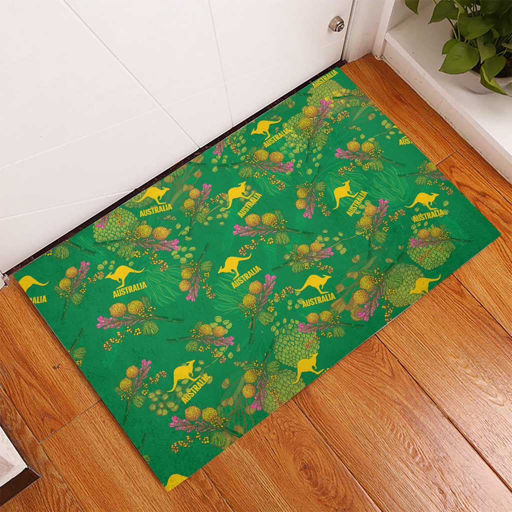 Australia Billy Buttons Rubber Doormat Aussie Pycnosorus Kangaroo Seamless Style