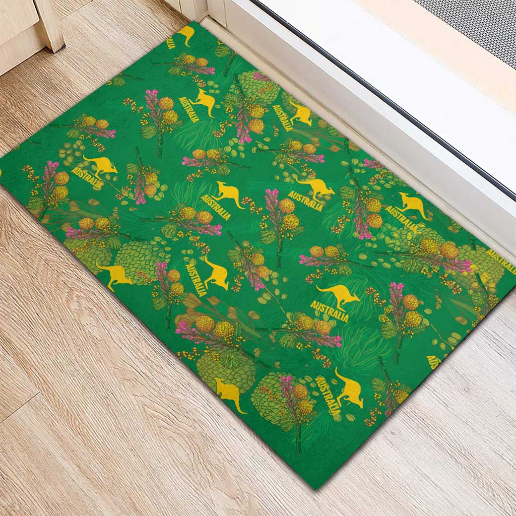 Australia Billy Buttons Rubber Doormat Aussie Pycnosorus Kangaroo Seamless Style