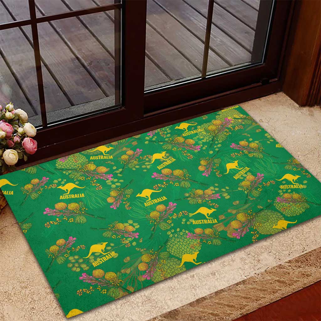 Australia Billy Buttons Rubber Doormat Aussie Pycnosorus Kangaroo Seamless Style