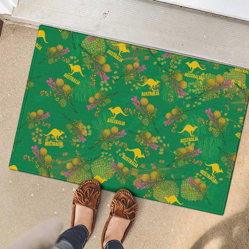 Australia Billy Buttons Rubber Doormat Aussie Pycnosorus Kangaroo Seamless Style