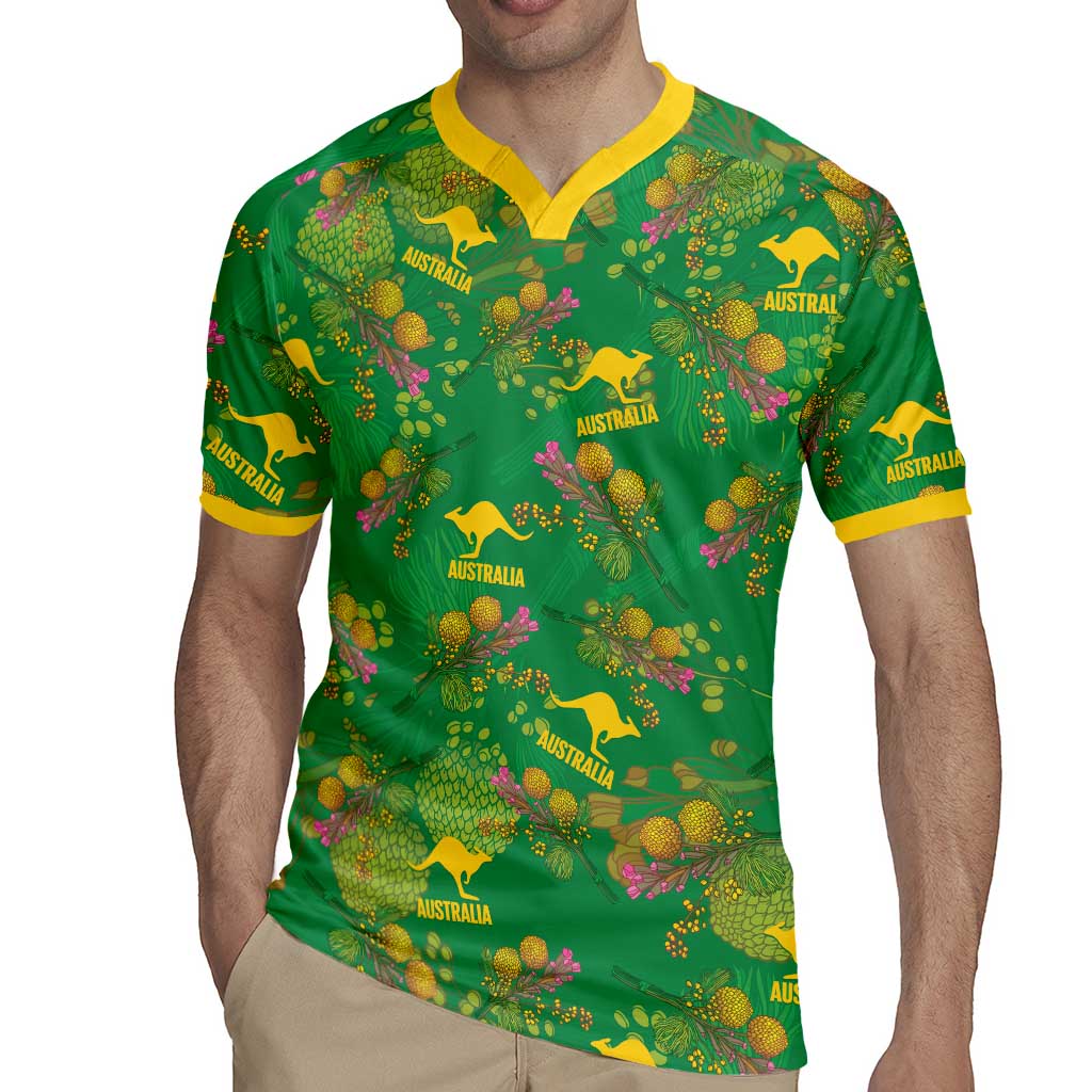 Australia Billy Buttons Rugby Jersey Aussie Pycnosorus Kangaroo Seamless Style
