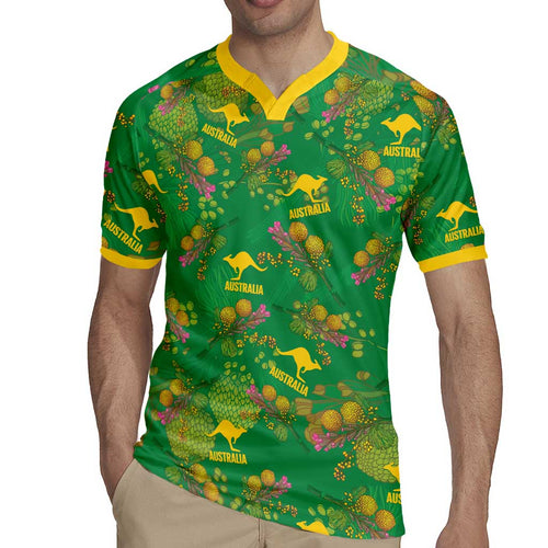 Australia Billy Buttons Rugby Jersey Aussie Pycnosorus Kangaroo Seamless Style