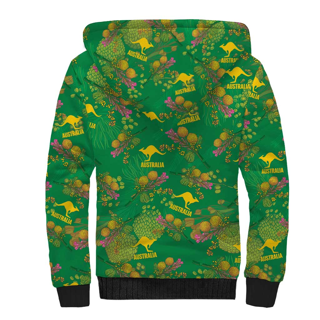 Australia Billy Buttons Sherpa Hoodie Aussie Pycnosorus Kangaroo Seamless Style