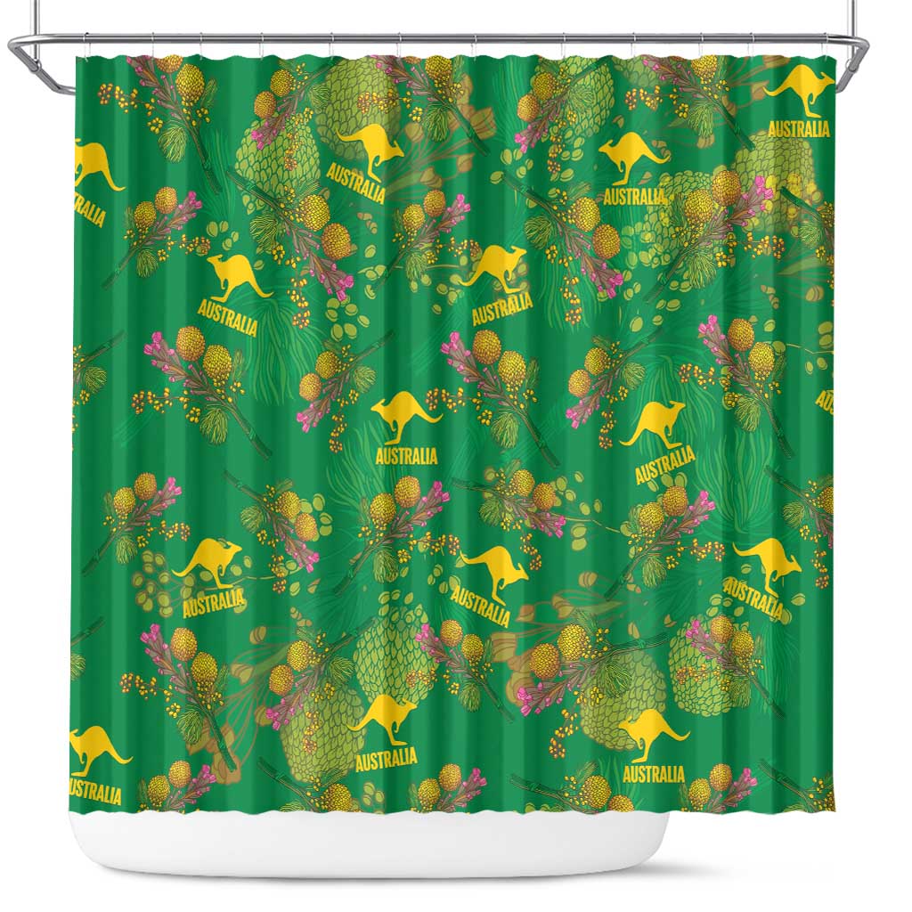 Australia Billy Buttons Shower Curtain Aussie Pycnosorus Kangaroo Seamless Style