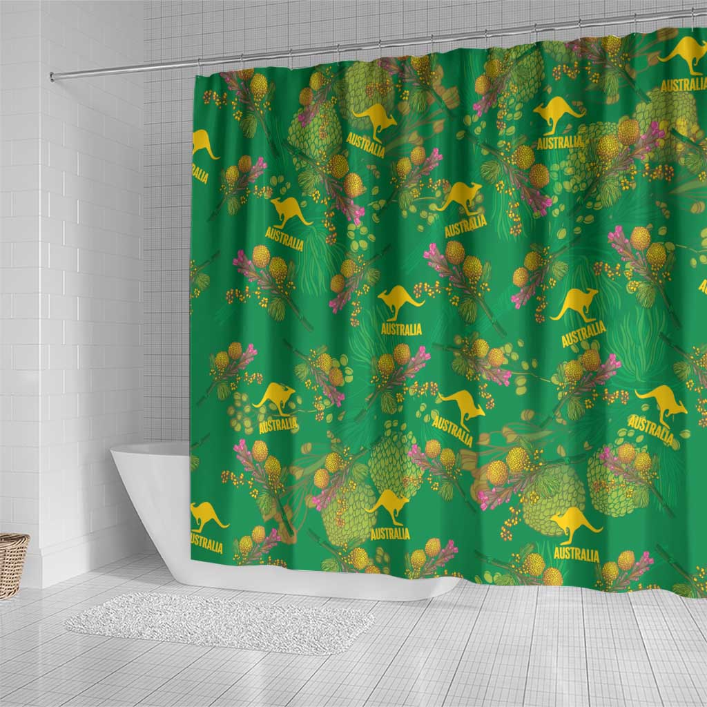 Australia Billy Buttons Shower Curtain Aussie Pycnosorus Kangaroo Seamless Style