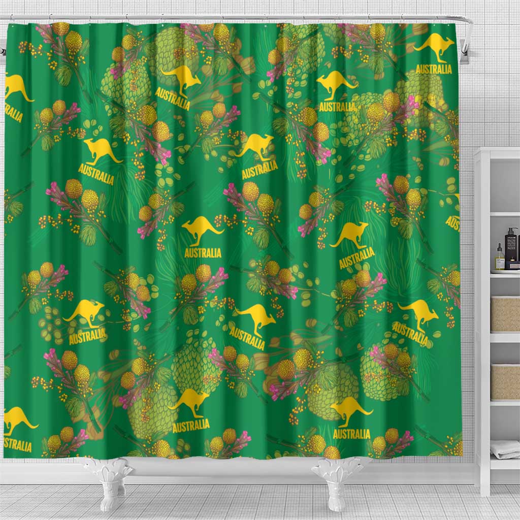 Australia Billy Buttons Shower Curtain Aussie Pycnosorus Kangaroo Seamless Style