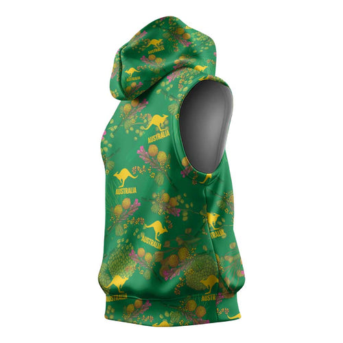 Australia Billy Buttons Sleeveless Hoodie Aussie Pycnosorus Kangaroo Seamless Style