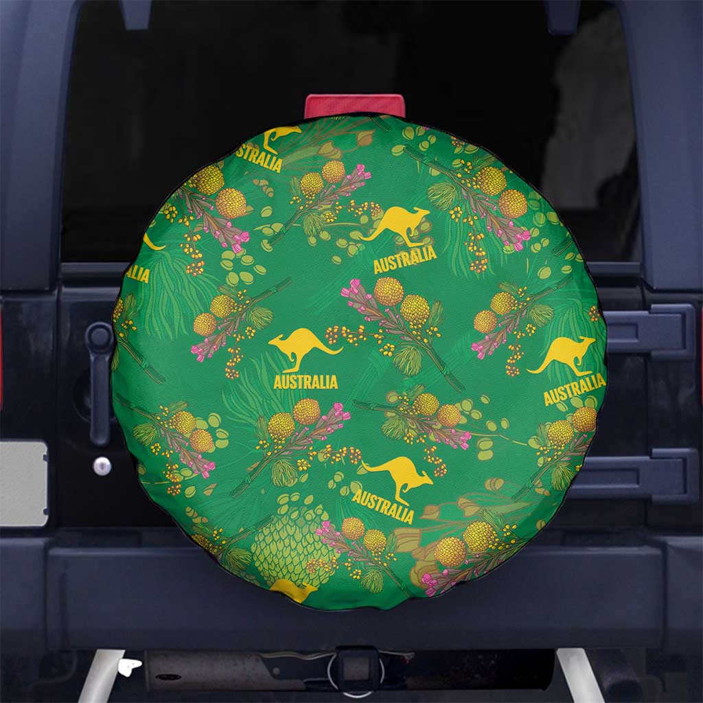 Australia Billy Buttons Spare Tire Cover Aussie Pycnosorus Kangaroo Seamless Style