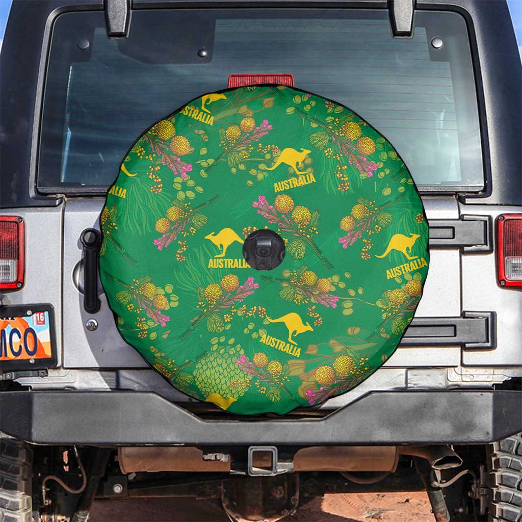 Australia Billy Buttons Spare Tire Cover Aussie Pycnosorus Kangaroo Seamless Style