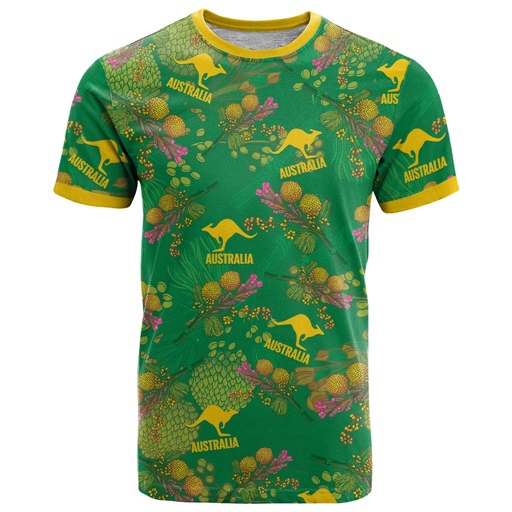 Australia Billy Buttons T Shirt Aussie Pycnosorus Kangaroo Seamless Style