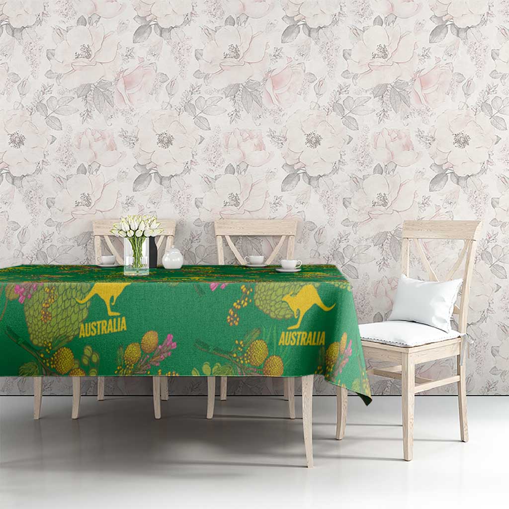 Australia Billy Buttons Tablecloth Aussie Pycnosorus Kangaroo Seamless Style