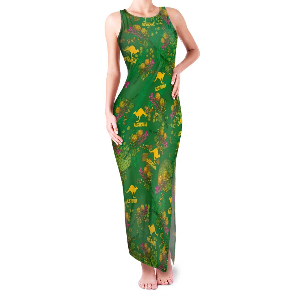 Australia Billy Buttons Tank Maxi Dress Aussie Pycnosorus Kangaroo Seamless Style