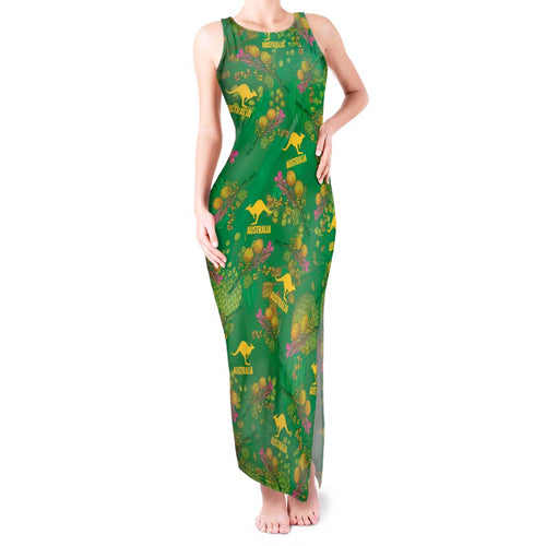 Australia Billy Buttons Tank Maxi Dress Aussie Pycnosorus Kangaroo Seamless Style