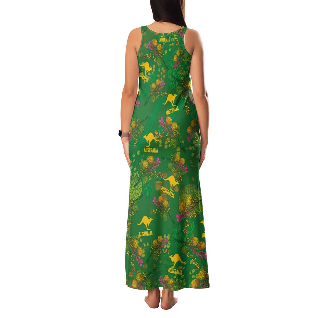 Australia Billy Buttons Tank Maxi Dress Aussie Pycnosorus Kangaroo Seamless Style