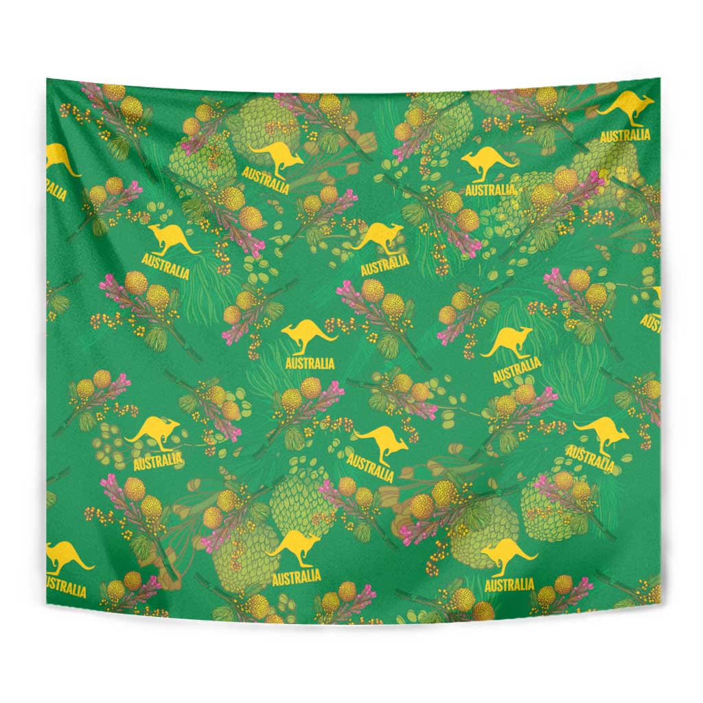 Australia Billy Buttons Tapestry Aussie Pycnosorus Kangaroo Seamless Style