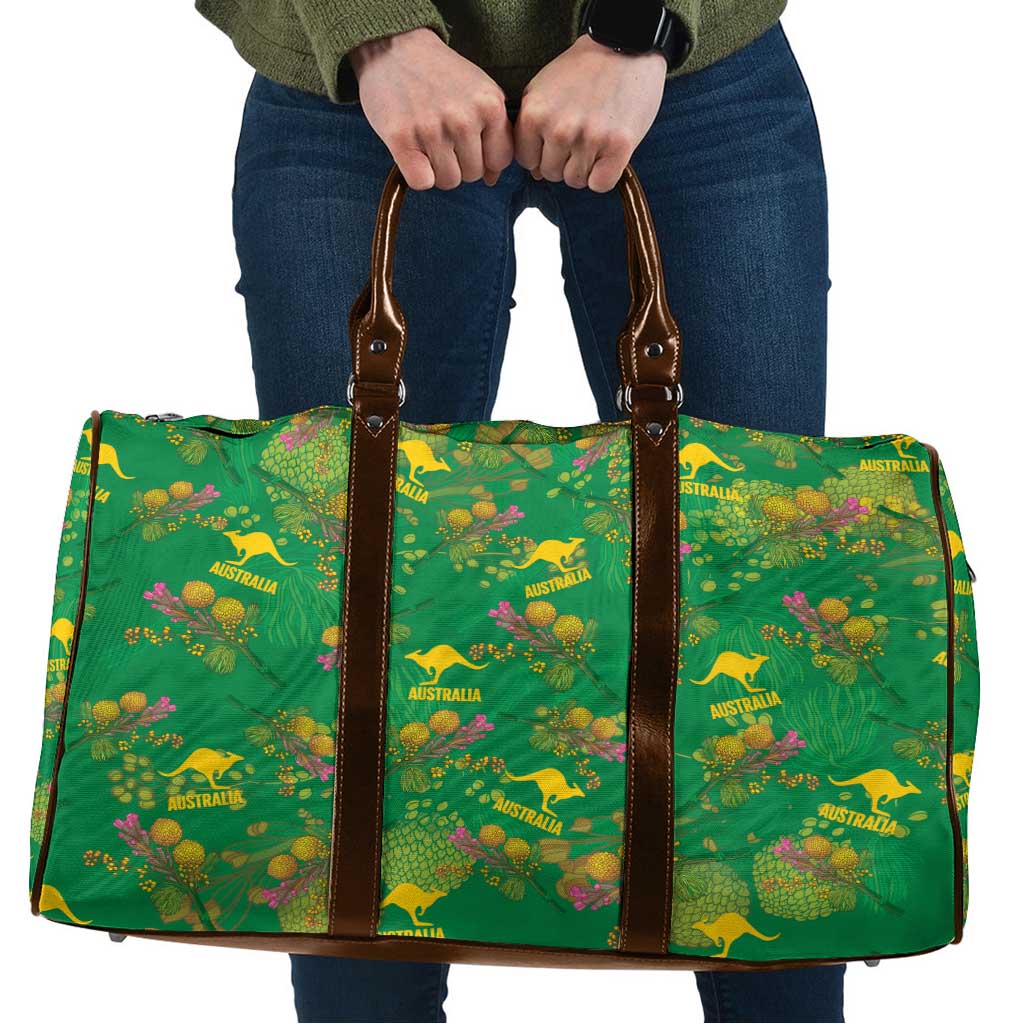 Australia Billy Buttons Travel Bag Aussie Pycnosorus Kangaroo Seamless Style