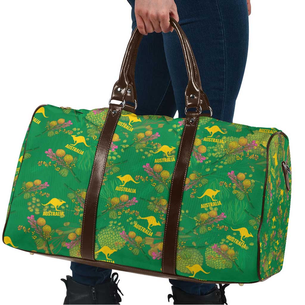 Australia Billy Buttons Travel Bag Aussie Pycnosorus Kangaroo Seamless Style