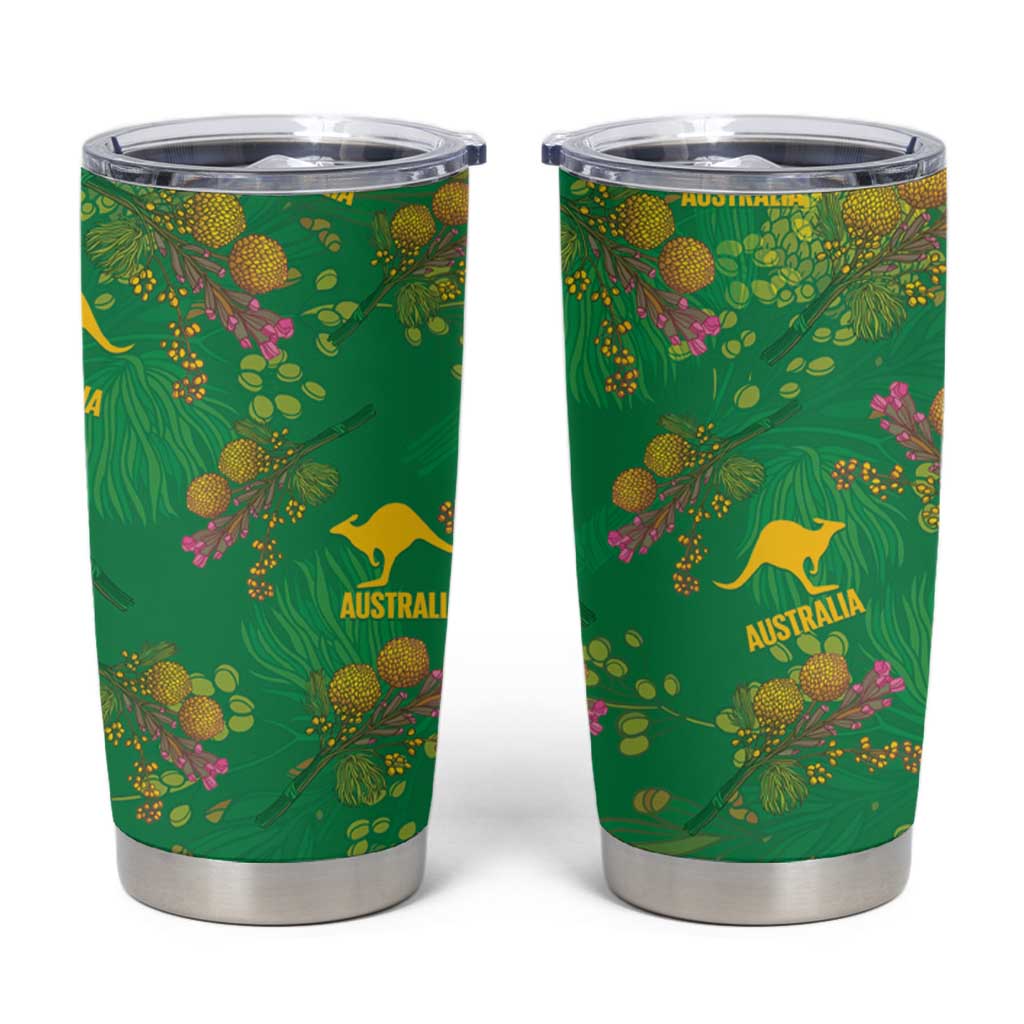 Australia Billy Buttons Tumbler Cup Aussie Pycnosorus Kangaroo Seamless Style