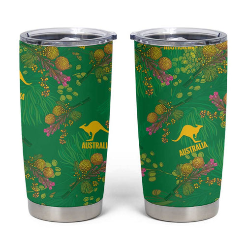 Australia Billy Buttons Tumbler Cup Aussie Pycnosorus Kangaroo Seamless Style