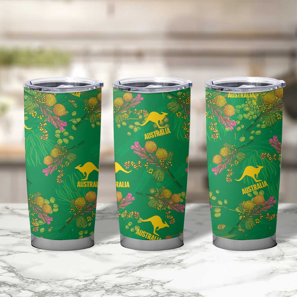 Australia Billy Buttons Tumbler Cup Aussie Pycnosorus Kangaroo Seamless Style