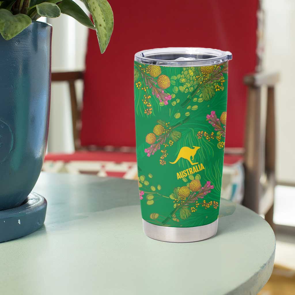 Australia Billy Buttons Tumbler Cup Aussie Pycnosorus Kangaroo Seamless Style