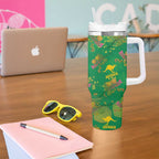 Australia Billy Buttons Tumbler With Handle Aussie Pycnosorus Kangaroo Seamless Style