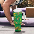 Australia Billy Buttons Tumbler With Handle Aussie Pycnosorus Kangaroo Seamless Style