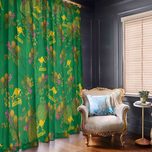 Australia Billy Buttons Window Curtain Aussie Pycnosorus Kangaroo Seamless Style