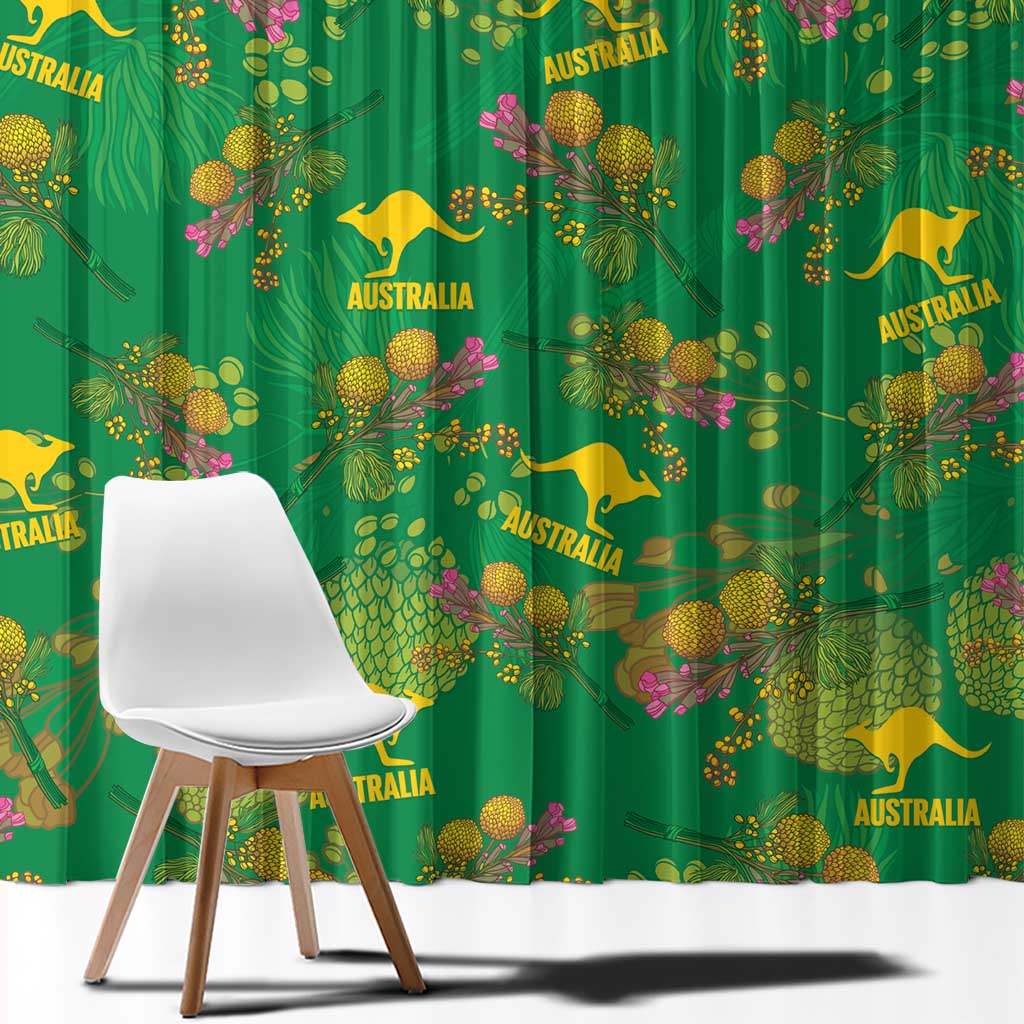 Australia Billy Buttons Window Curtain Aussie Pycnosorus Kangaroo Seamless Style
