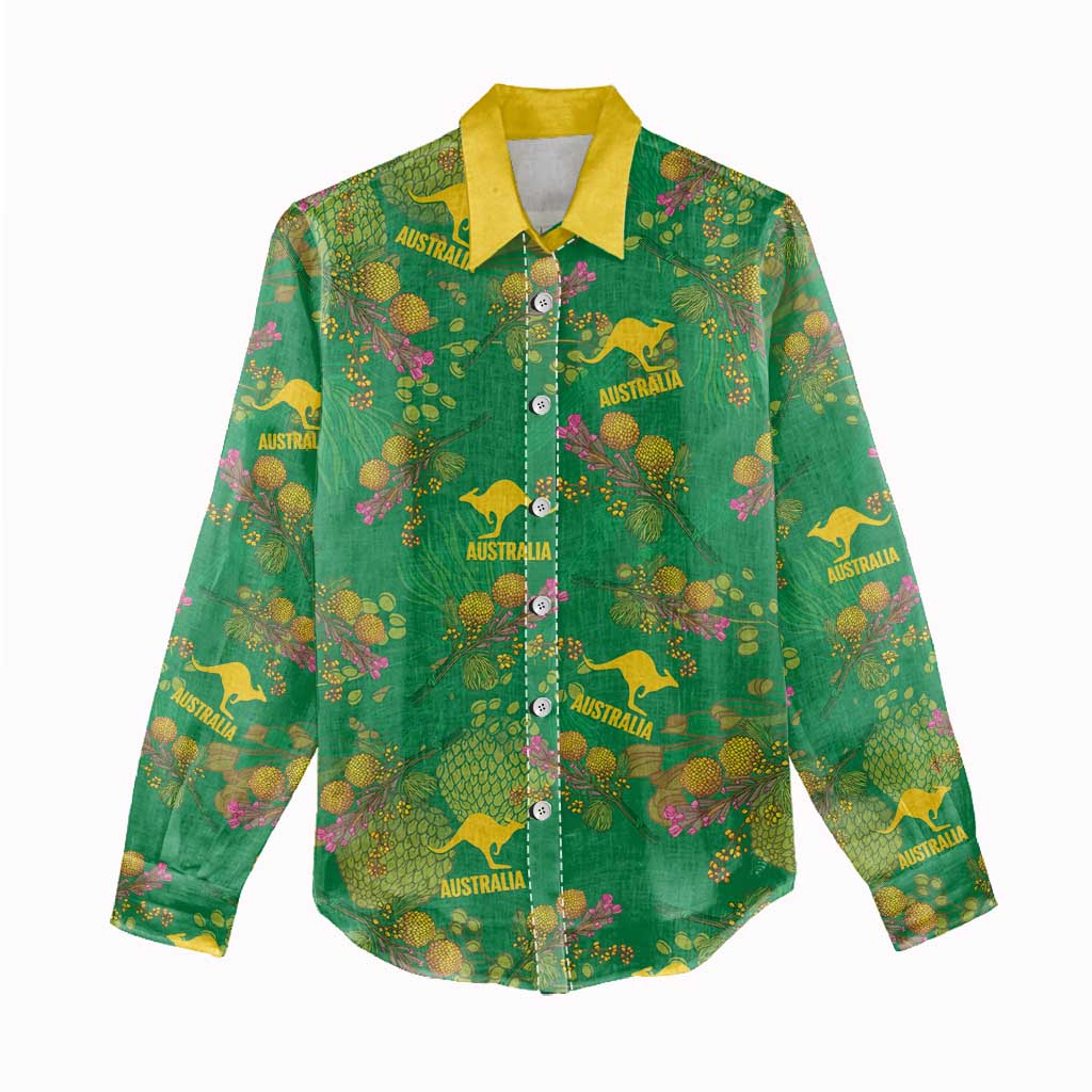 Australia Billy Buttons Women Casual Shirt Aussie Pycnosorus Kangaroo Seamless Style