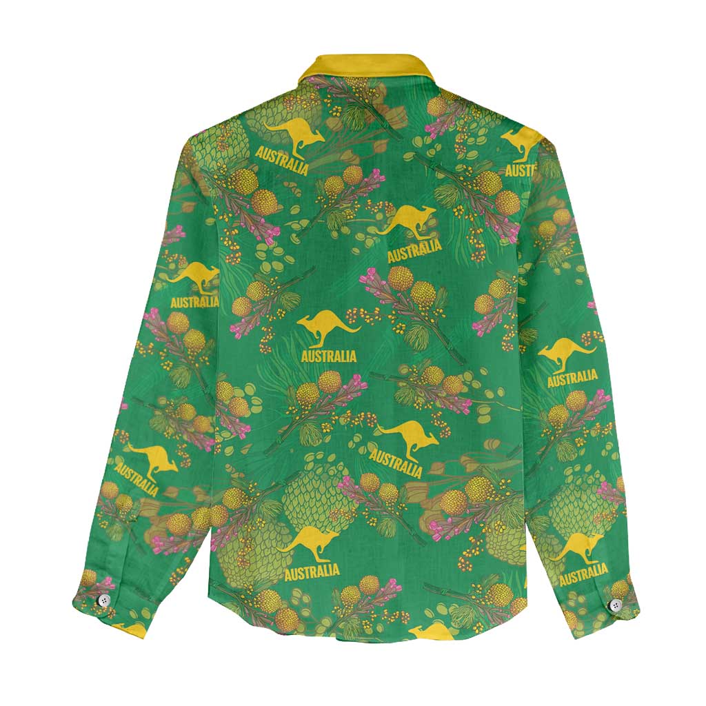 Australia Billy Buttons Women Casual Shirt Aussie Pycnosorus Kangaroo Seamless Style