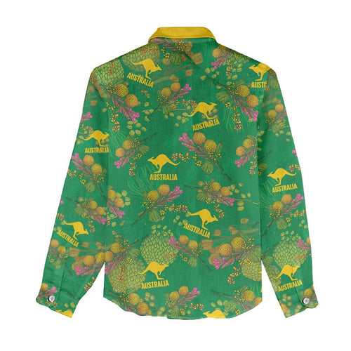 Australia Billy Buttons Women Casual Shirt Aussie Pycnosorus Kangaroo Seamless Style