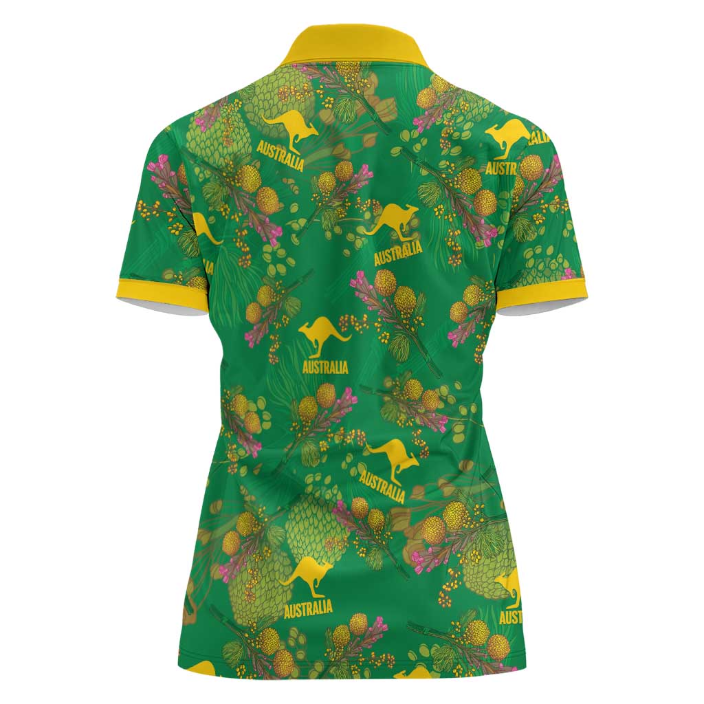 Australia Billy Buttons Women Polo Shirt Aussie Pycnosorus Kangaroo Seamless Style