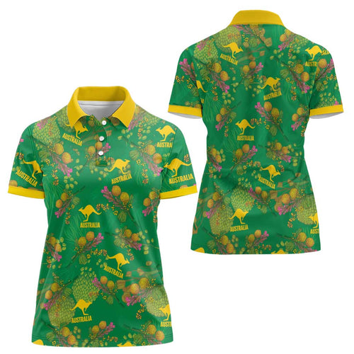 Australia Billy Buttons Women Polo Shirt Aussie Pycnosorus Kangaroo Seamless Style