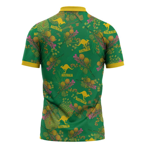 Australia Billy Buttons Zipper Polo Shirt Aussie Pycnosorus Kangaroo Seamless Style