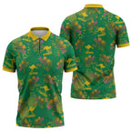 Australia Billy Buttons Zipper Polo Shirt Aussie Pycnosorus Kangaroo Seamless Style