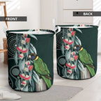 Australian Ringneck Parrot Laundry Basket Barnardius Zonarius Eucalyptus Flowers Aboriginal Art