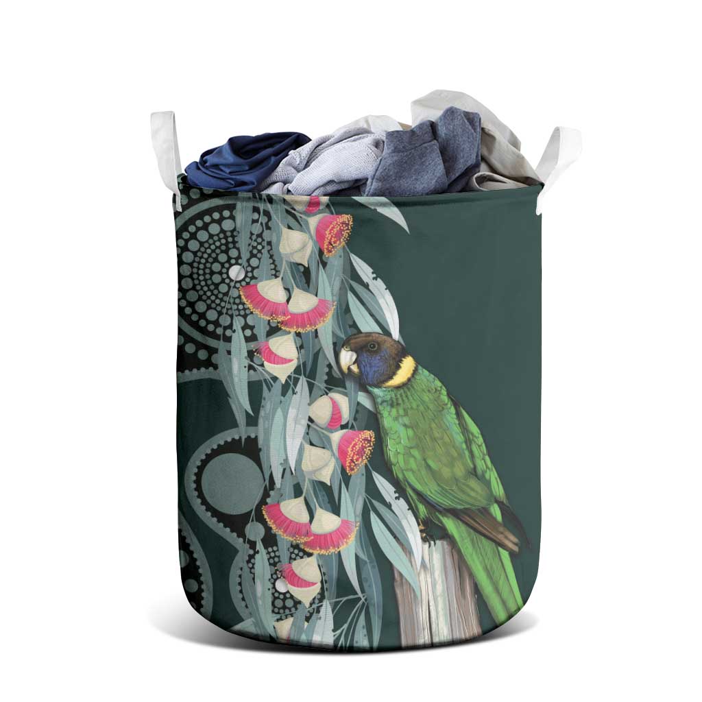 Australian Ringneck Parrot Laundry Basket Barnardius Zonarius Eucalyptus Flowers Aboriginal Art