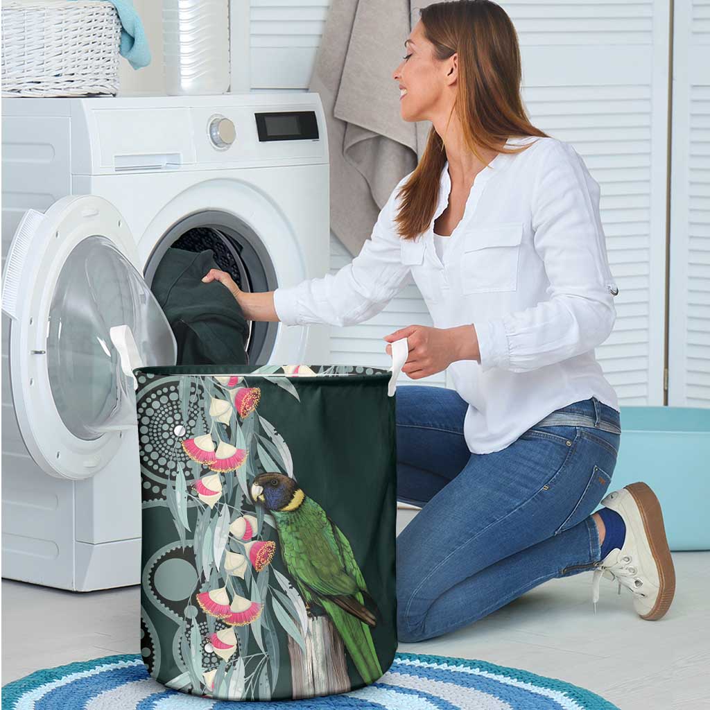 Australian Ringneck Parrot Laundry Basket Barnardius Zonarius Eucalyptus Flowers Aboriginal Art