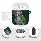 Australian Ringneck Parrot AirPods Case Barnardius Zonarius Eucalyptus Flowers Aboriginal Art