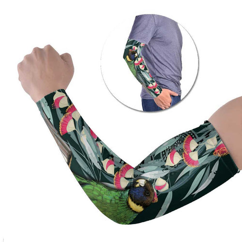 Australian Ringneck Parrot Arm Sleeves Barnardius Zonarius Eucalyptus Flowers Aboriginal Art