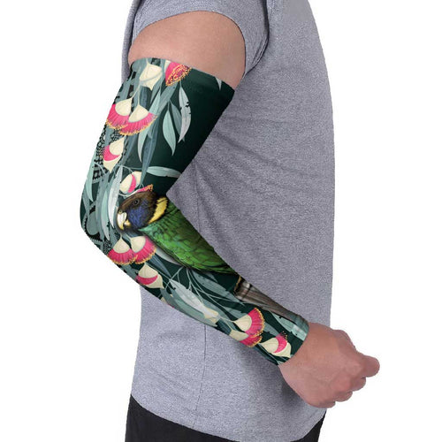 Australian Ringneck Parrot Arm Sleeves Barnardius Zonarius Eucalyptus Flowers Aboriginal Art