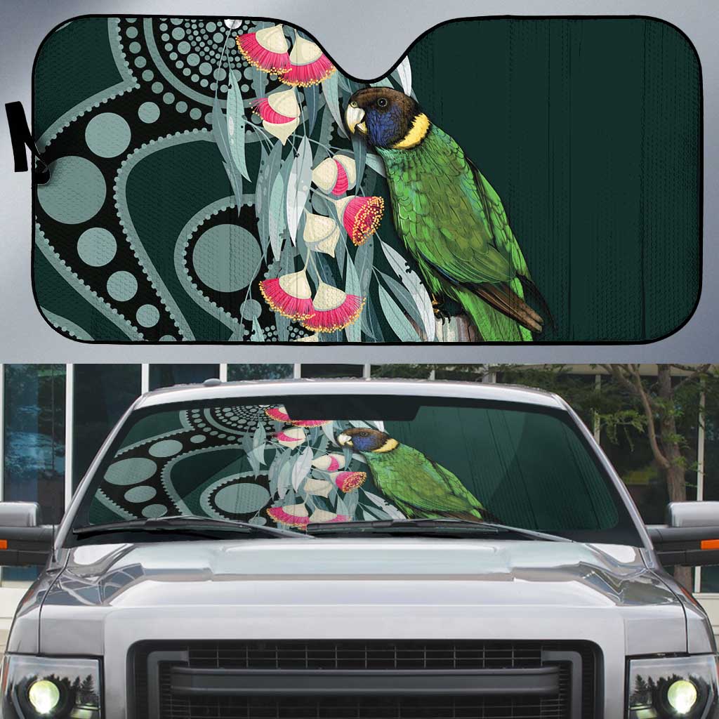 Australian Ringneck Parrot Auto Sun Shade Barnardius Zonarius Eucalyptus Flowers Aboriginal Art