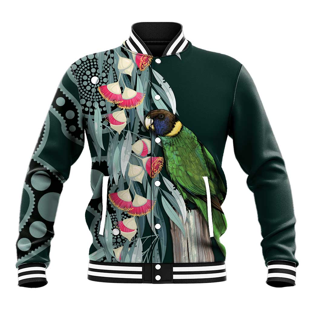 Australian Ringneck Parrot Baseball Jacket Barnardius Zonarius Eucalyptus Flowers Aboriginal Art