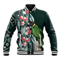Australian Ringneck Parrot Baseball Jacket Barnardius Zonarius Eucalyptus Flowers Aboriginal Art