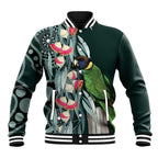 Australian Ringneck Parrot Baseball Jacket Barnardius Zonarius Eucalyptus Flowers Aboriginal Art
